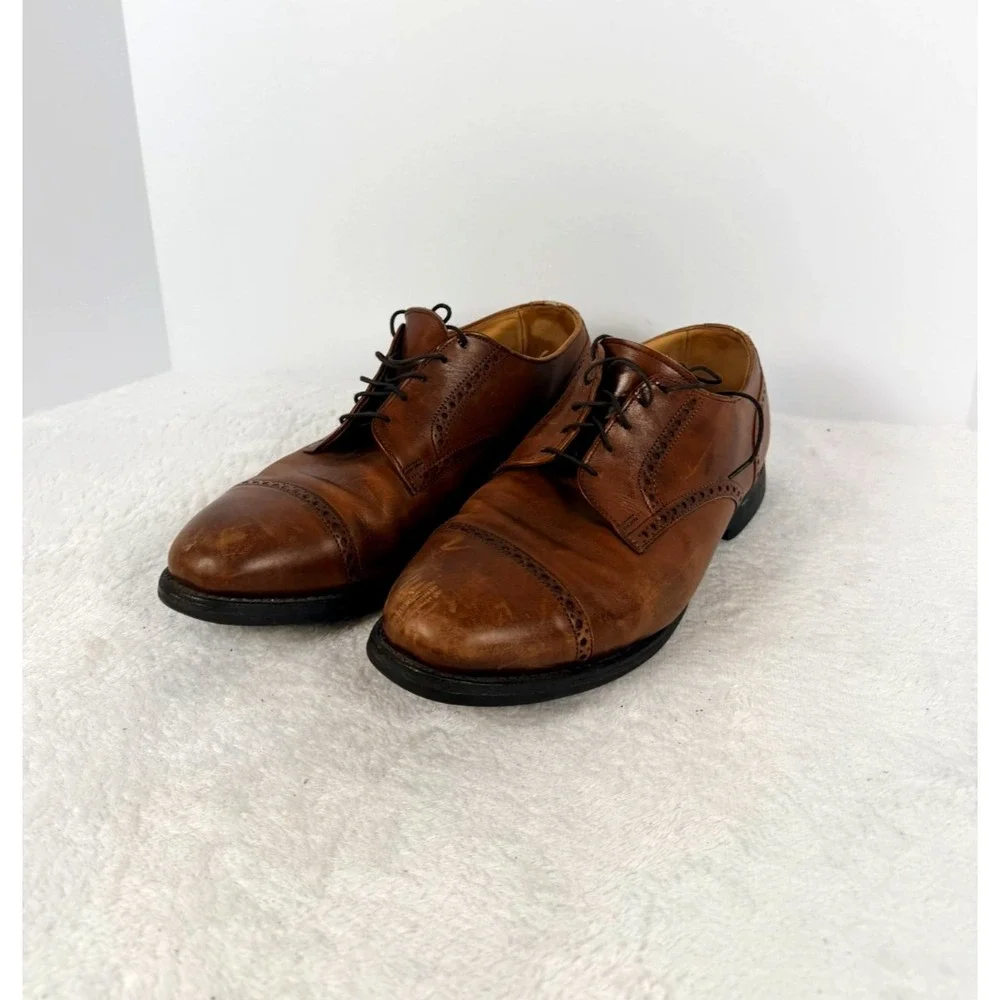 Allen Edmonds Brown Cap Toe Derby Blucher Dress Shoes Men's 11 EEE Leather USA